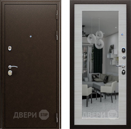 Входная металлическая Дверь АСД Спартак с зеркалом Акация светлая в Протвино