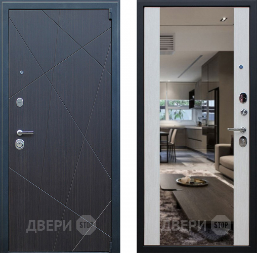 Входная металлическая Дверь АСД Вектор с зеркалом Лиственница белая в Протвино