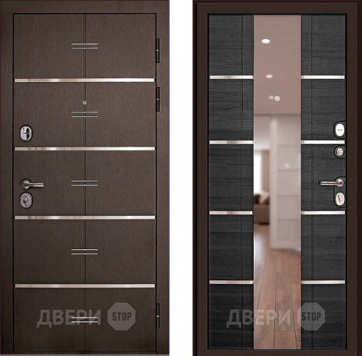 Входная металлическая Дверь (Дверной Континент) Савона с зеркалом Венге в Протвино