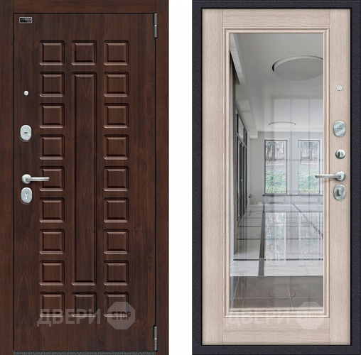 Входная металлическая Дверь Bravo Porta S-3 51/П61 с зеркалом Капучино в Протвино