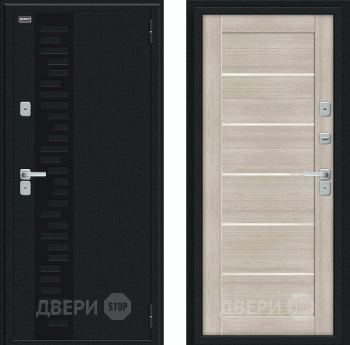 Дверь Bravo Thermo Техно Декор Букле черное/Cappuccino Veralinga в Протвино