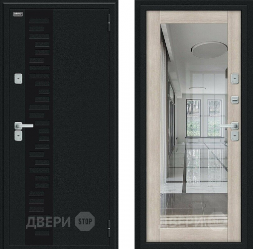 Входная металлическая Дверь Bravo Thermo Флэш Декор Букле черное/Cappuccino Veralinga в Протвино