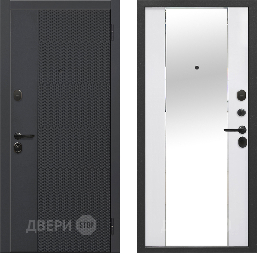 Входная металлическая Дверь Флорида Зеркало Фацет Эммалит Белый в Протвино