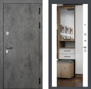 Райтвер Бетон 1501 с зеркалом Белый матовый 860х2050 мм