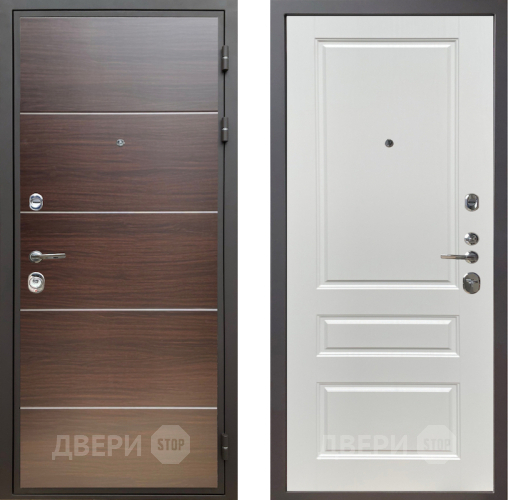 Входная металлическая Дверь Шелтер (SHELTER) Комфорт Венге структурный горизонт 1 Белый ясень в Протвино
