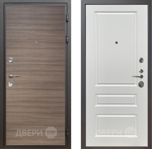 Входная металлическая Дверь Шелтер (SHELTER) Комфорт Дуб тоскано поперечный 1 Белый ясень в Протвино