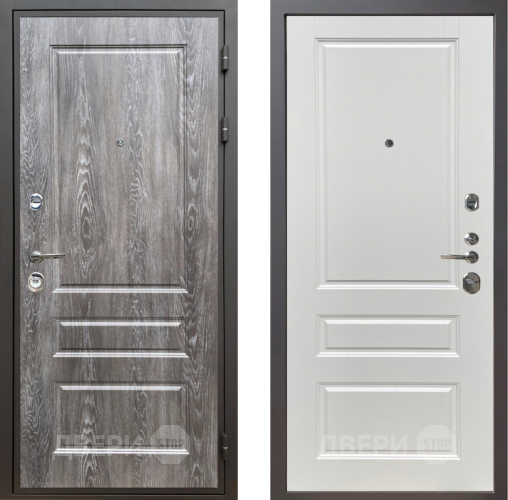 Входная металлическая Дверь Шелтер (SHELTER) Комфорт Дуб шале серебро 1 Белый ясень в Протвино