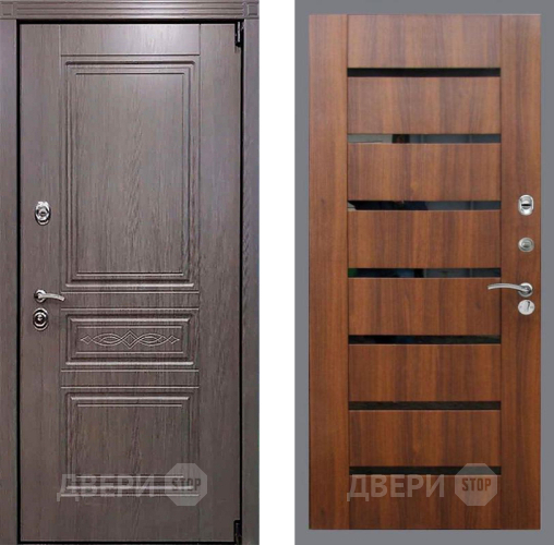 Дверь Рекс (REX) Пренмиум-S СБ-14 стекло черное Орех бренди в Протвино