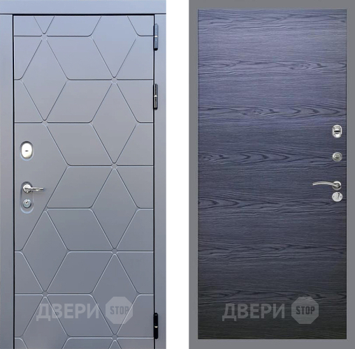 Входная металлическая Дверь Стоп КОСМО Гладкая Дуб тангенальный черный в Протвино