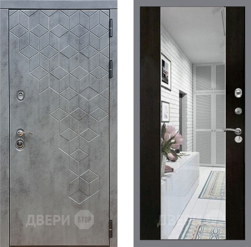 Входная металлическая Дверь Стоп БЕТОН Зеркало СБ-16 Венге в Протвино