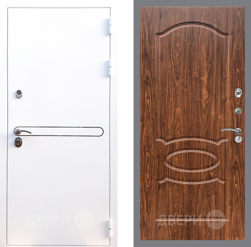 Входная металлическая Дверь Стоп Лайн Вайт ФЛ-128 орех тисненый в Протвино