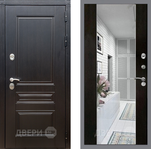 Входная металлическая Дверь Стоп МЕГАПОЛИС Зеркало СБ-16 Венге в Протвино