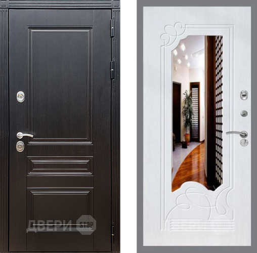 Входная металлическая Дверь Стоп МЕГАПОЛИС ЗкркалоФЛ-147 Ясень белый в Протвино