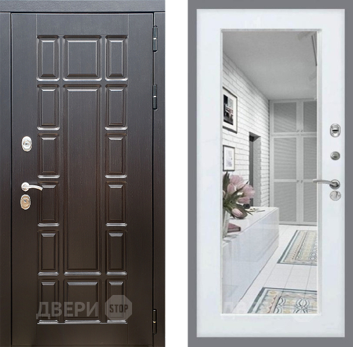 Входная металлическая Дверь Стоп НЬЮ ЙОРК Зеркало Белый ясень в Протвино