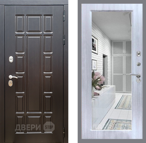 Входная металлическая Дверь Стоп НЬЮ ЙОРК Зеркало Сандал белый в Протвино