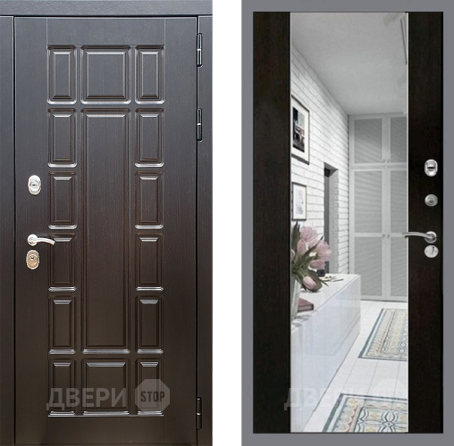 Входная металлическая Дверь Стоп НЬЮ ЙОРК Зеркало СБ-16 Венге в Протвино