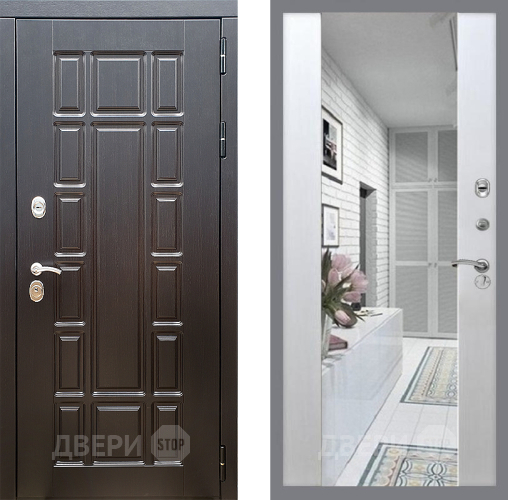 Входная металлическая Дверь Стоп НЬЮ ЙОРК Зеркало СБ-16 Лиственница беж в Протвино