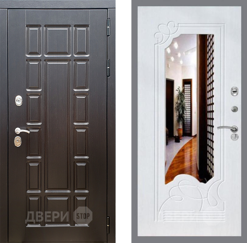 Входная металлическая Дверь Стоп НЬЮ ЙОРК ЗкркалоФЛ-147 Ясень белый в Протвино