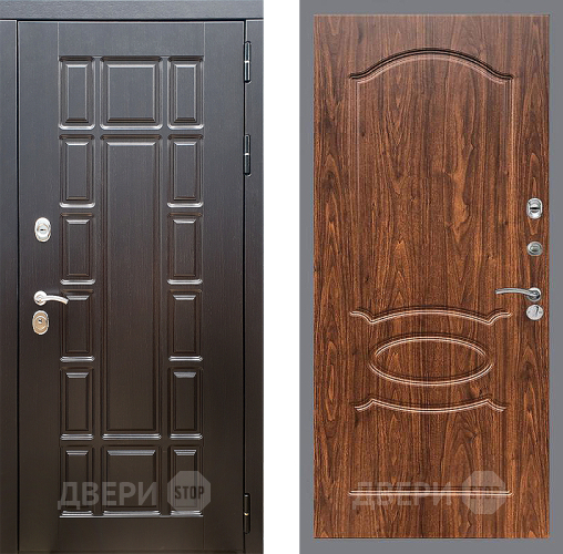 Входная металлическая Дверь Стоп НЬЮ ЙОРК ФЛ-128 орех тисненый в Протвино