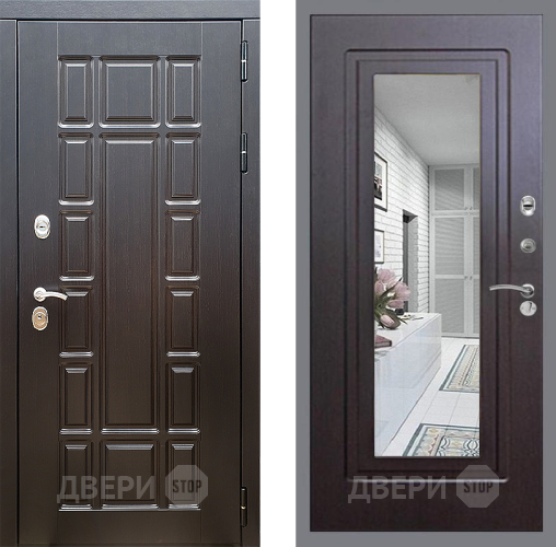 Входная металлическая Дверь Стоп НЬЮ ЙОРК Зеркало ФЛ-120 Венге в Протвино