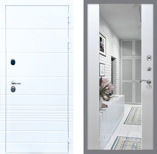 Входная металлическая Дверь Стоп ТРЕНДО Зеркало СБ-16 Лиственница беж в Протвино