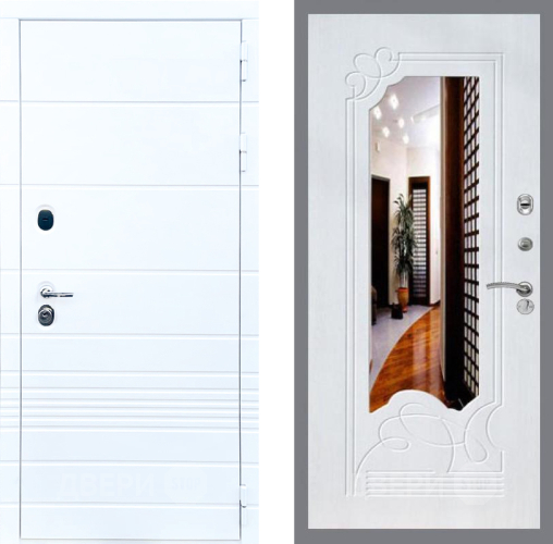 Входная металлическая Дверь Стоп ТРЕНДО ЗкркалоФЛ-147 Ясень белый в Протвино