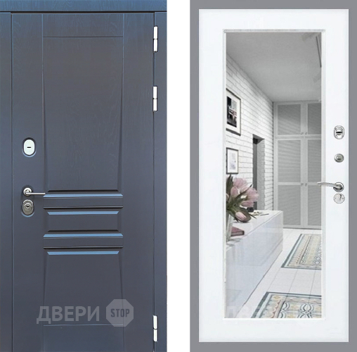 Входная металлическая Дверь Стоп ПЛАТИНУМ Зеркало Силк Сноу в Протвино