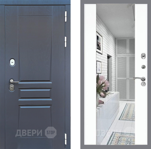 Входная металлическая Дверь Стоп ПЛАТИНУМ Зеркало СБ-16 Силк Сноу в Протвино