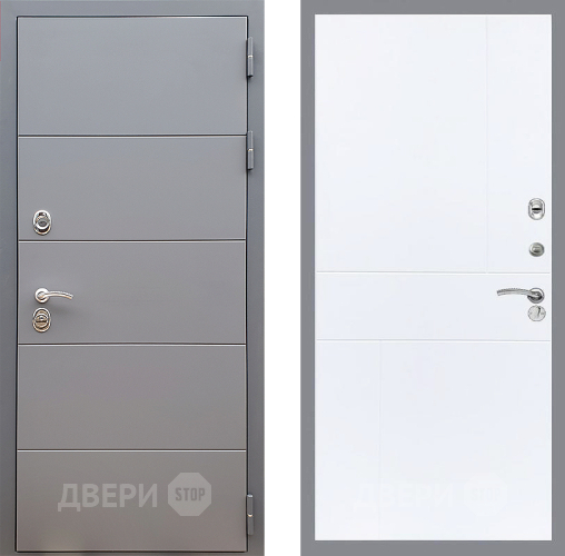 Входная металлическая Дверь Стоп АРТ ГРАФИТ ФЛ-290 Силк Сноу в Протвино
