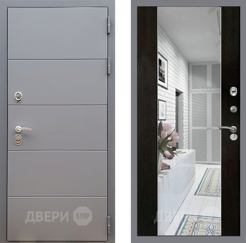 Входная металлическая Дверь Стоп АРТ ГРАФИТ Зеркало СБ-16 Венге в Протвино