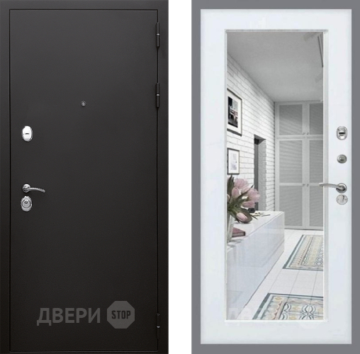 Дверь Стоп КЛАССИК Шагрень Зеркало Белый ясень в Протвино