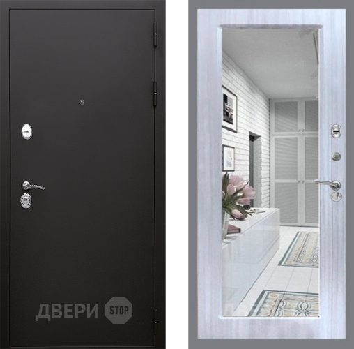 Входная металлическая Дверь Стоп КЛАССИК Шагрень Зеркало Сандал белый в Протвино