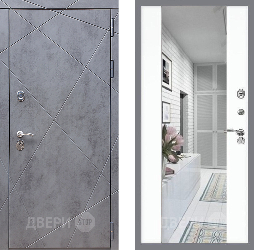 Входная металлическая Дверь Стоп Лучи Зеркало СБ-16 Силк Сноу в Протвино