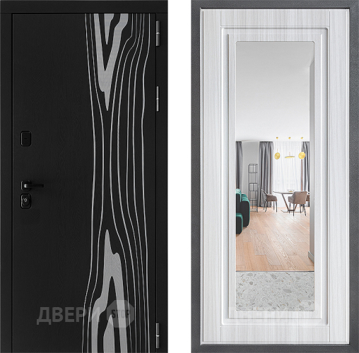 Входная металлическая Дверь Дверной континент ДК-12 ФЛЗ Зеркало Сандал белый в Протвино