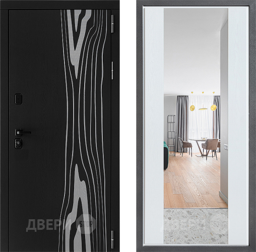 Входная металлическая Дверь Дверной континент ДК-12 ФЛЗ-1 Зеркало Белое дерево в Протвино