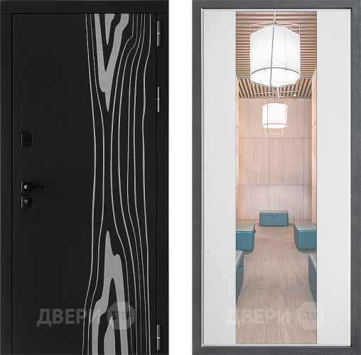 Входная металлическая Дверь Дверной континент ДК-12 ФЛЗ-1 Зеркало Белый софт в Протвино