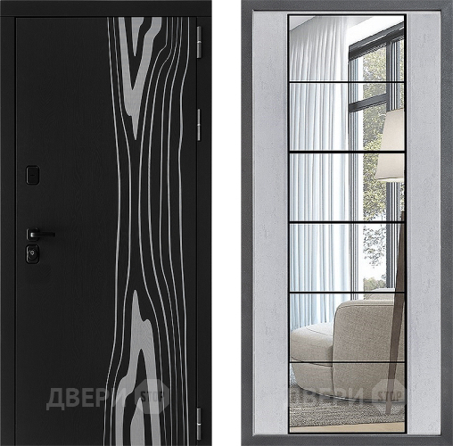 Входная металлическая Дверь Дверной континент ДК-12 ФЛЗ-2 Зеркало Бетон светлый в Протвино