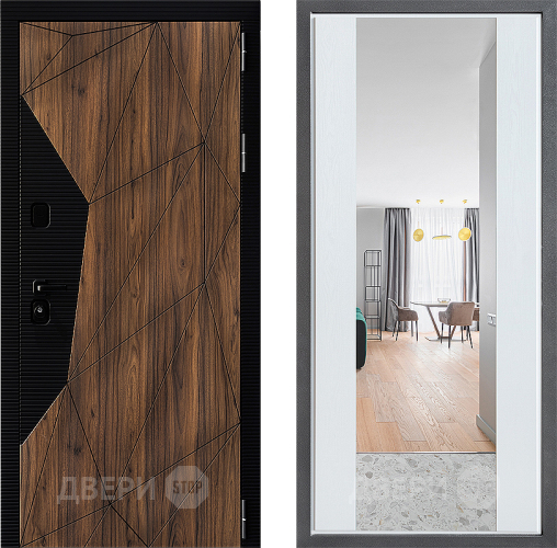 Входная металлическая Дверь Дверной континент ДК-11 ФЛЗ-1 Зеркало Белое дерево в Протвино