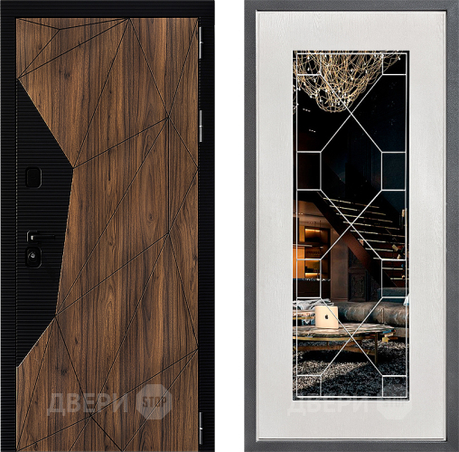 Входная металлическая Дверь Дверной континент ДК-11 ФЛ-Тиффани Зеркало Белое дерево в Протвино