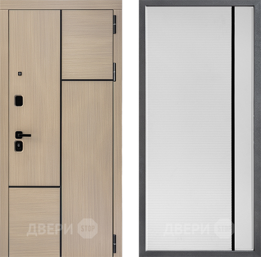 Входная металлическая Дверь Дверной континент ДК-14 ФЛ-757 Черное Стекло Софт милк в Протвино