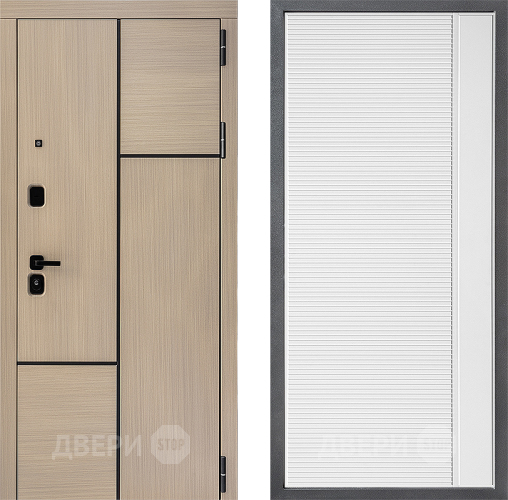 Входная металлическая Дверь Дверной континент ДК-14 ФЛ-757 Белое Стекло Софт милк в Протвино