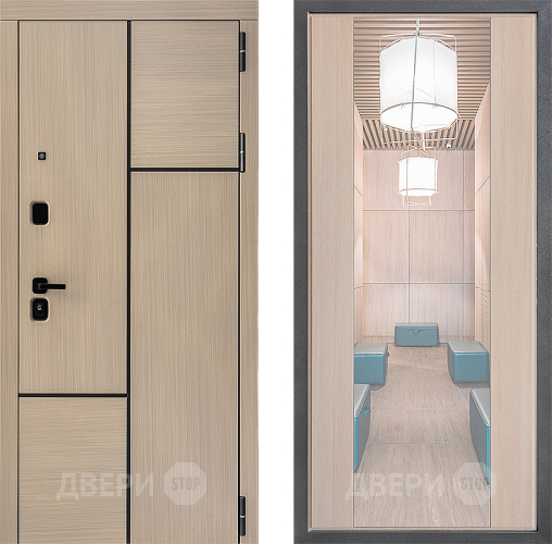 Входная металлическая Дверь Дверной континент ДК-14 ФЛЗ-1 Зеркало Капучино в Протвино