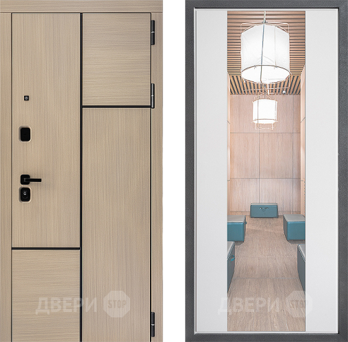 Входная металлическая Дверь Дверной континент ДК-14 ФЛЗ-1 Зеркало Белый софт в Протвино