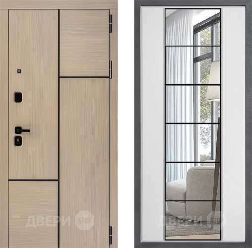 Входная металлическая Дверь Дверной континент ДК-14 ФЛЗ-2 Зеркало Белый софт в Протвино