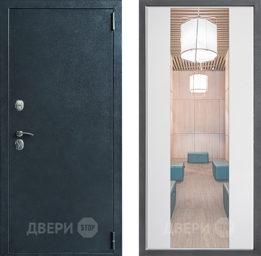 Входная металлическая Дверь Дверной континент ДК-70 Дизайн ФЛЗ-1 Зеркало Белый софт в Протвино