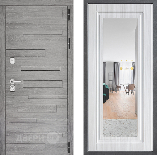 Входная металлическая Дверь Дверной континент ДК-10 ФЛЗ Зеркало Сандал белый в Протвино