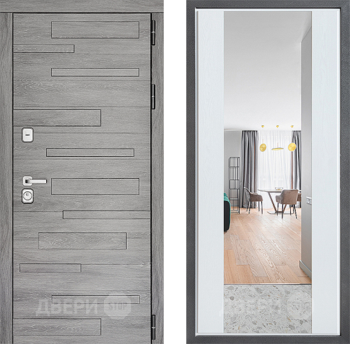 Входная металлическая Дверь Дверной континент ДК-10 ФЛЗ-1 Зеркало Белое дерево в Протвино