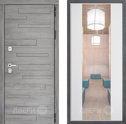 Входная металлическая Дверь Дверной континент ДК-10 ФЛЗ-1 Зеркало Белый софт в Протвино