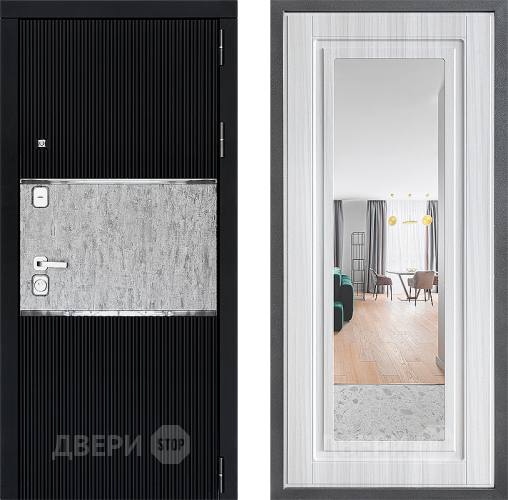 Входная металлическая Дверь Дверной континент ДК-13 ФЛЗ Зеркало Сандал белый в Протвино