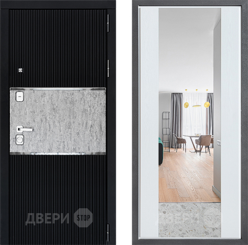 Входная металлическая Дверь Дверной континент ДК-13 ФЛЗ-1 Зеркало Белое дерево в Протвино